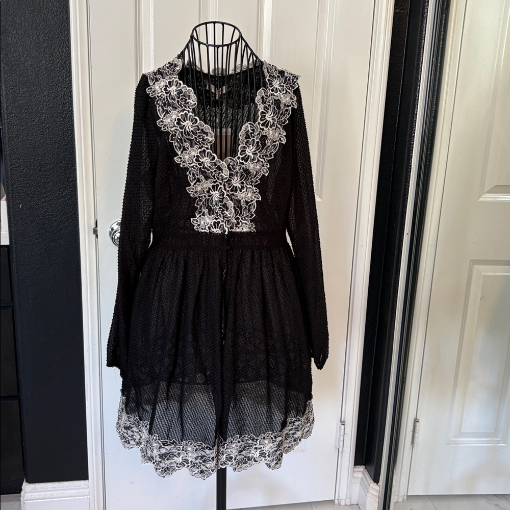 NWT Vintage anthropology modcloth style dress duster black white